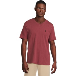 U.S. Polo Assn. Men’s Solid V‑Neck T-Shirt(Wine Valley Heather)